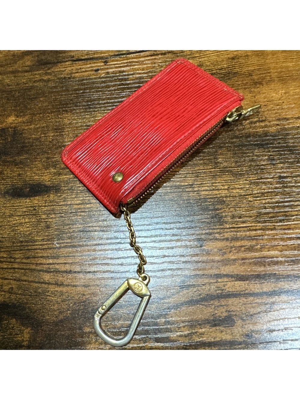 Louis Vuitton Red Epi Leather Pochette Cles
